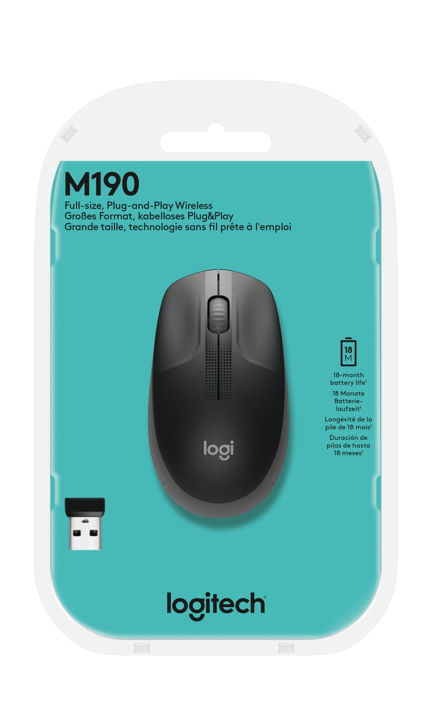 Безжична мишка Logitech M190 2.4 GHz Сива