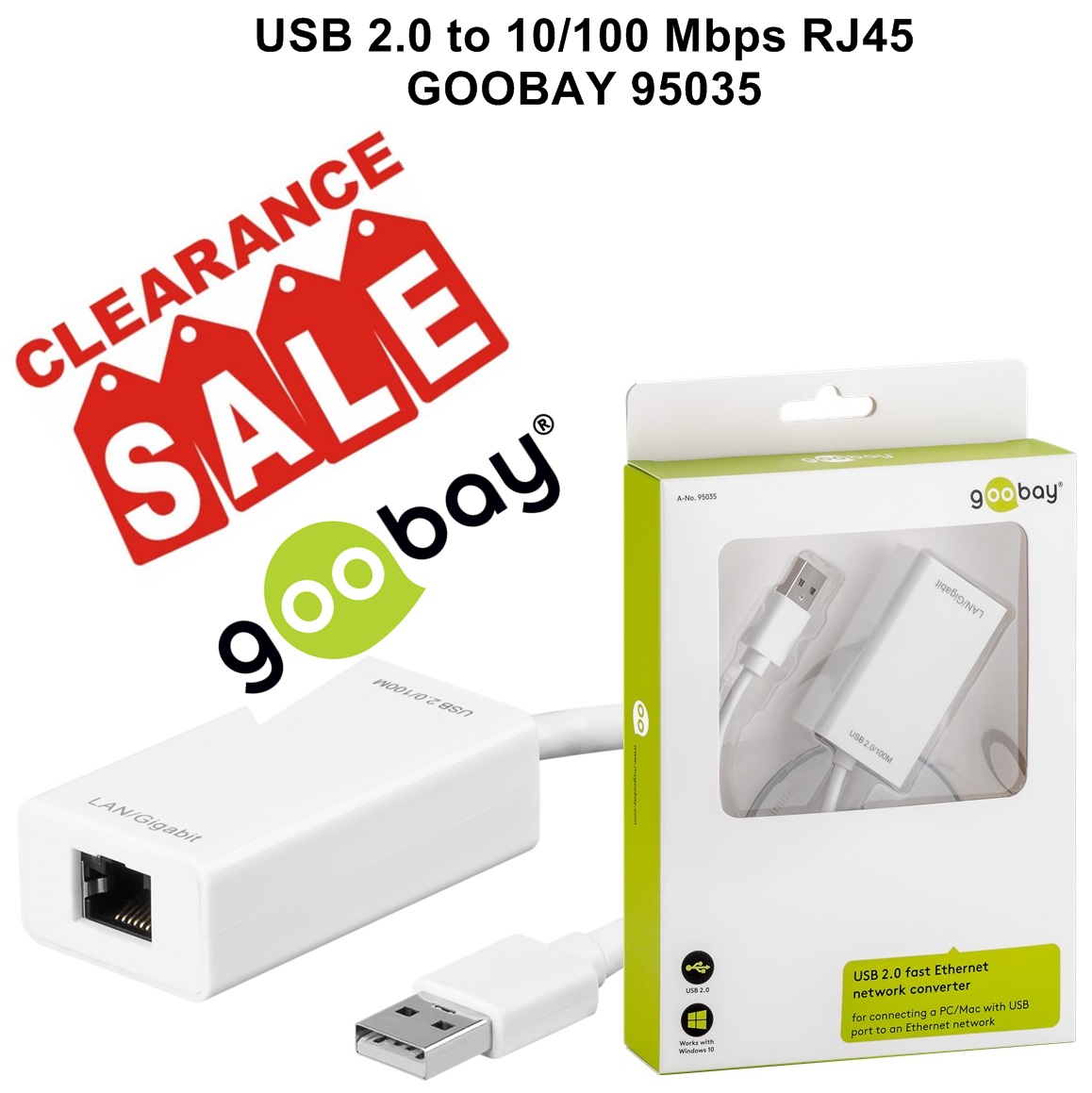 USB 2.0 to 10/100 Mbps RJ45 GOOBAY 95035