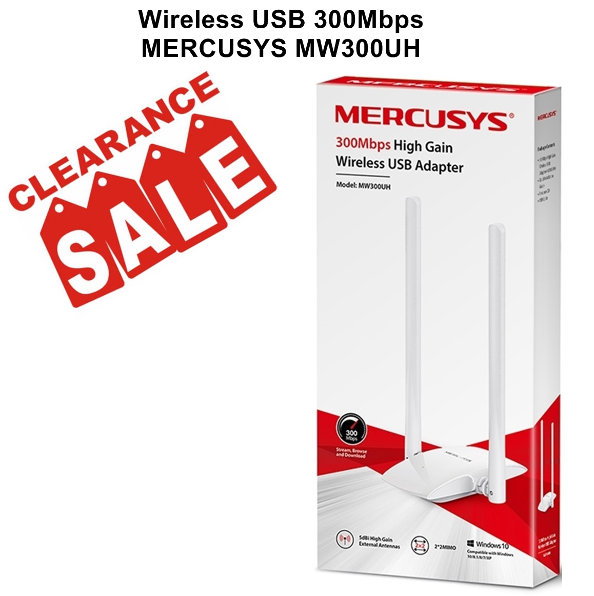 Wireless USB 300Mbps MERCUSYS MW300UH Wi-Fi