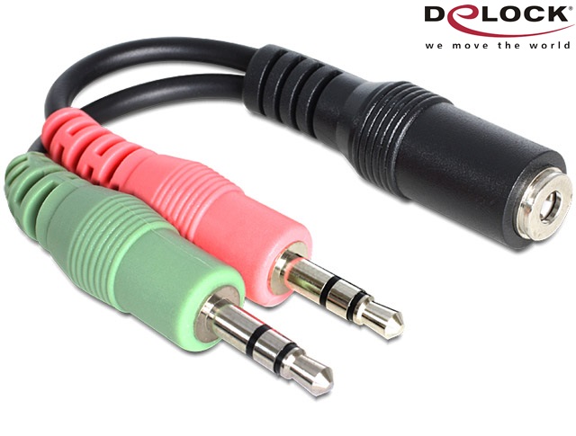 3.5 mm 4-pin F to 2x3.5 mm M stereo,0.12m Delock