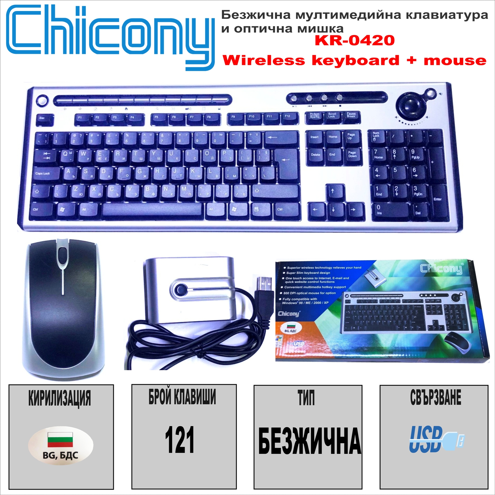 Безжична клавиатура с мишка Chicony KR-0420