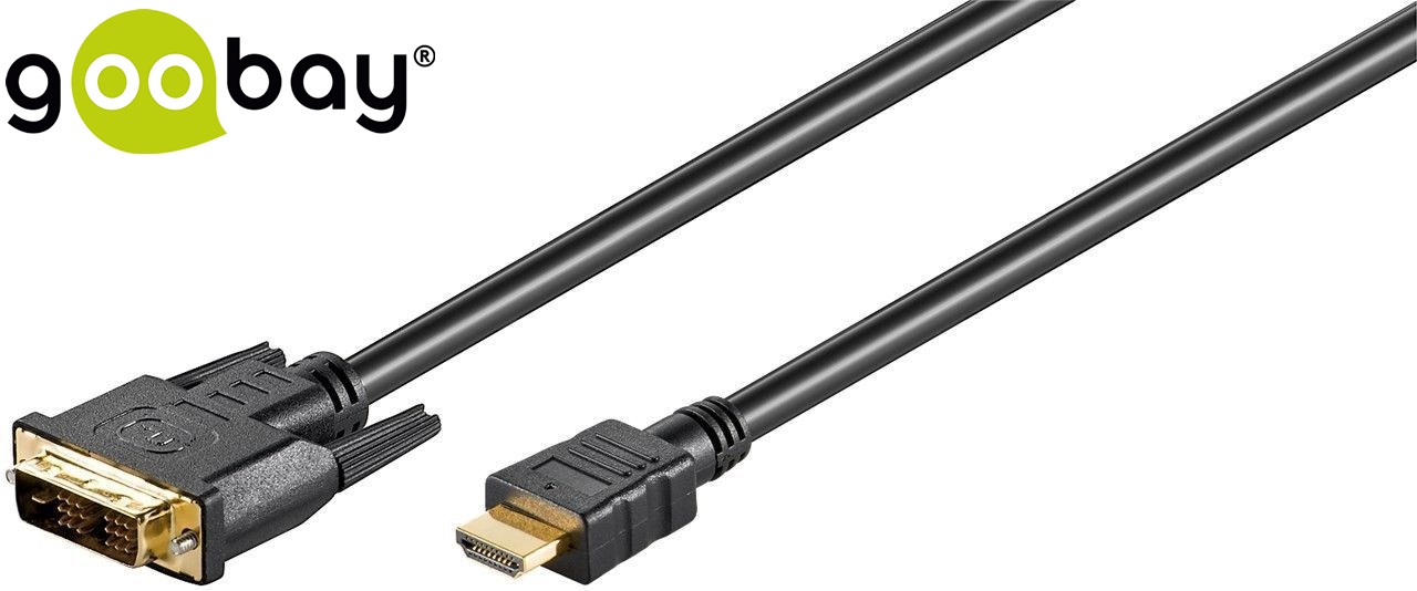 DVI 18+1 M to HDMI M 5.0m  Gold GOOBAY