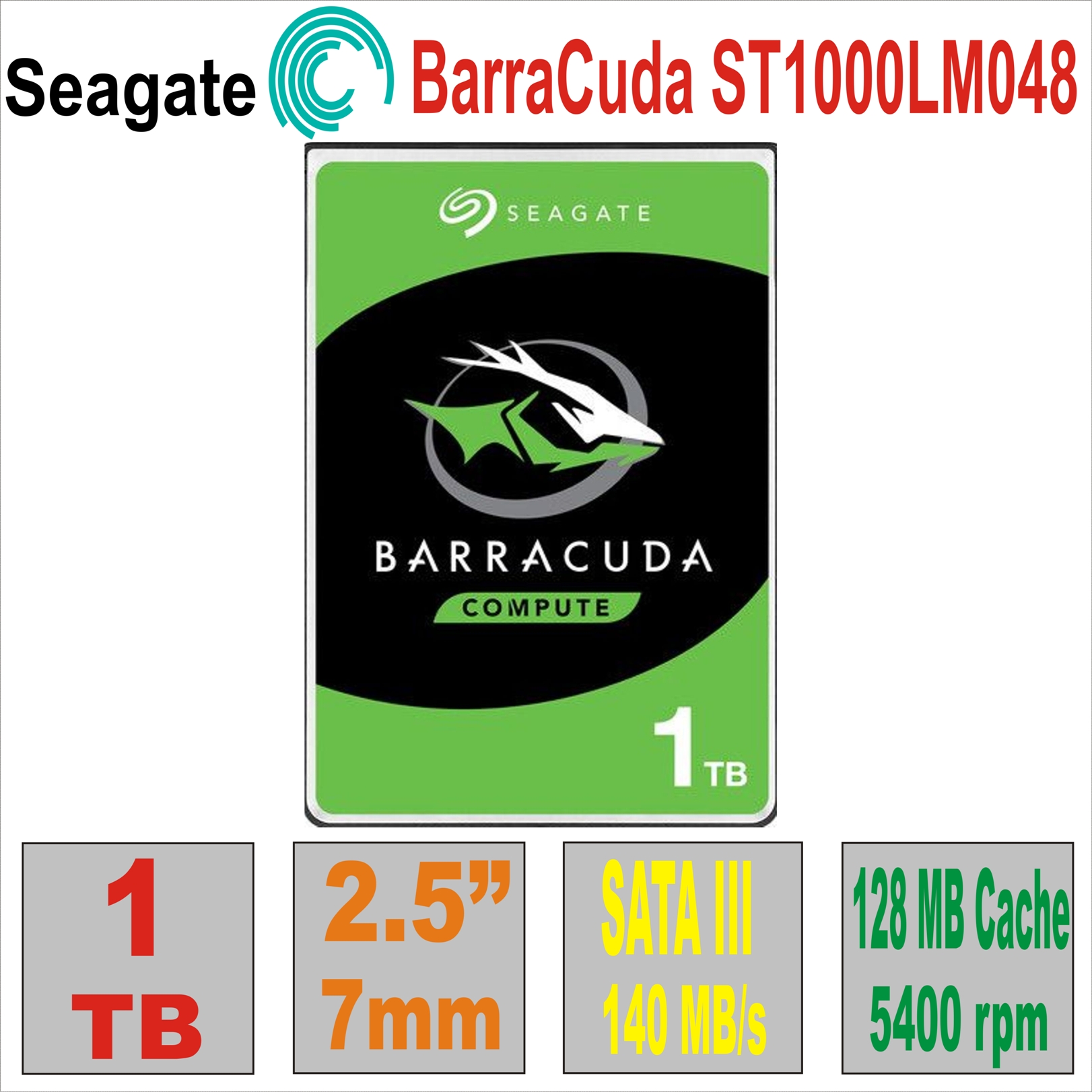 HDD 2.5` 1Tb Seagate BarraCuda ST1000LM048