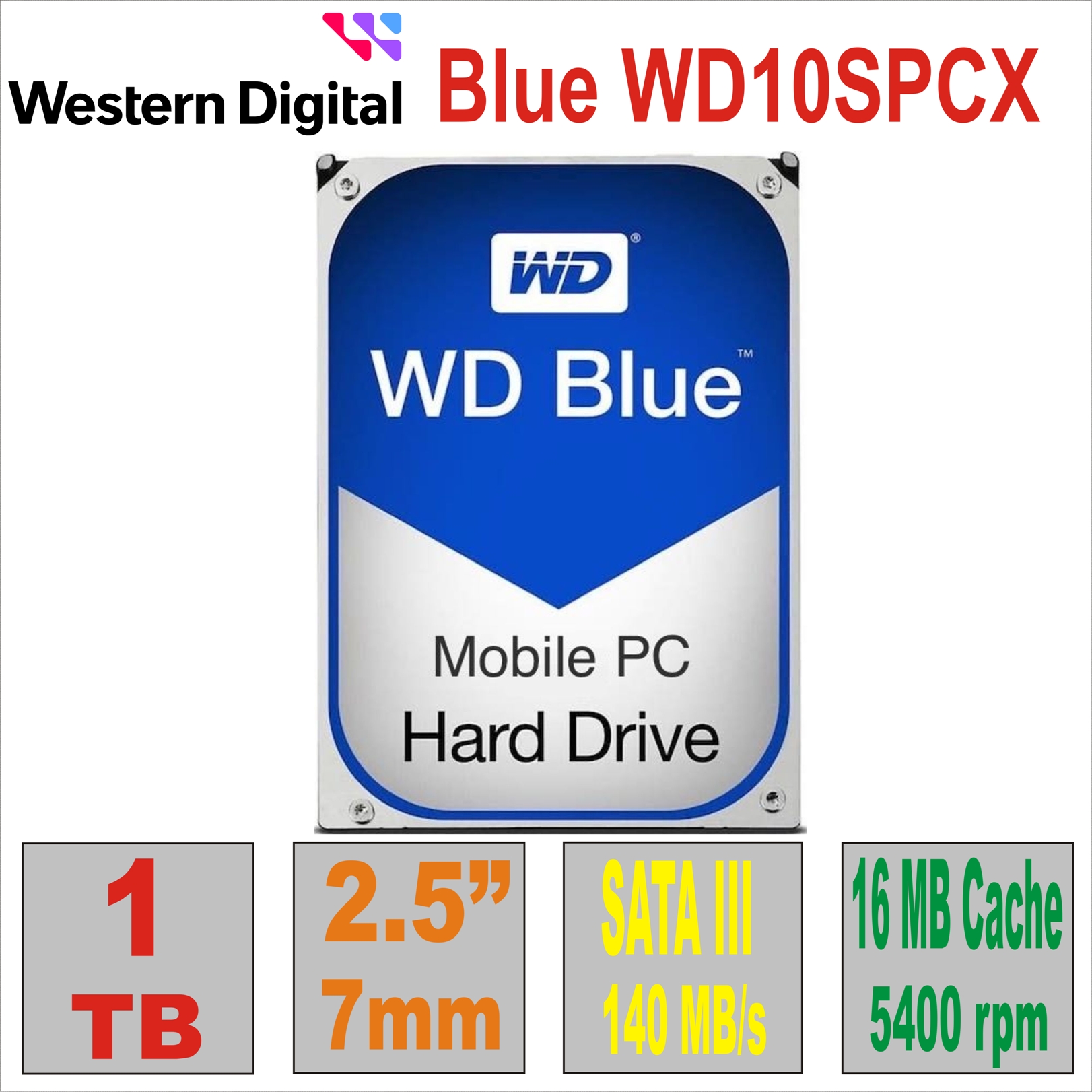 HDD 2.5` 1Tb WD Blue WD10SPCX