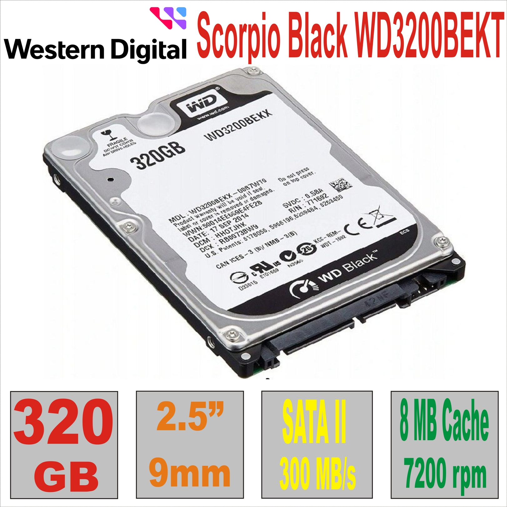 HDD 2.5`  320Gb WD Scorpio Black WD3200BEKT