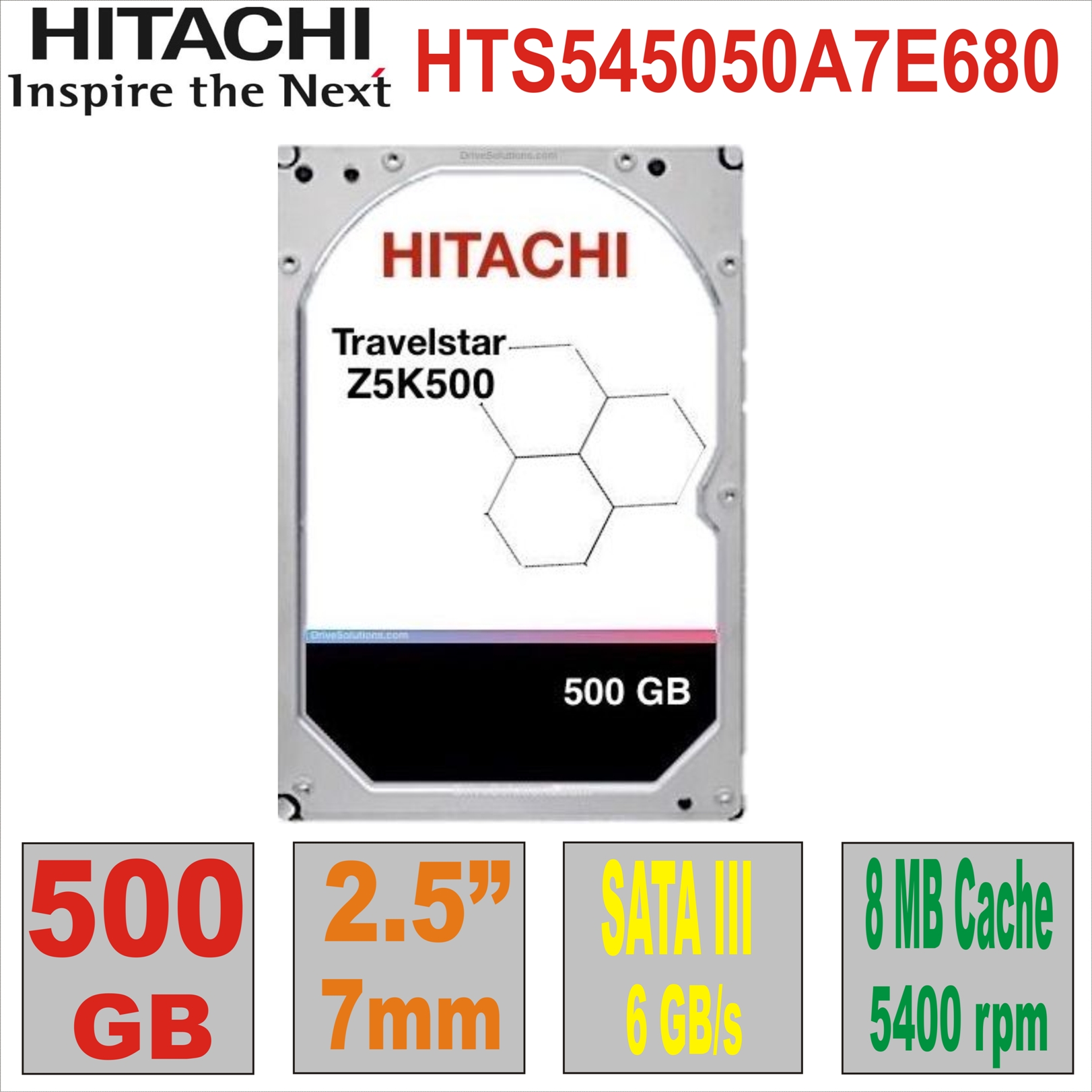 HDD 2.5`  500Gb HITACHI HTS545050A7E680