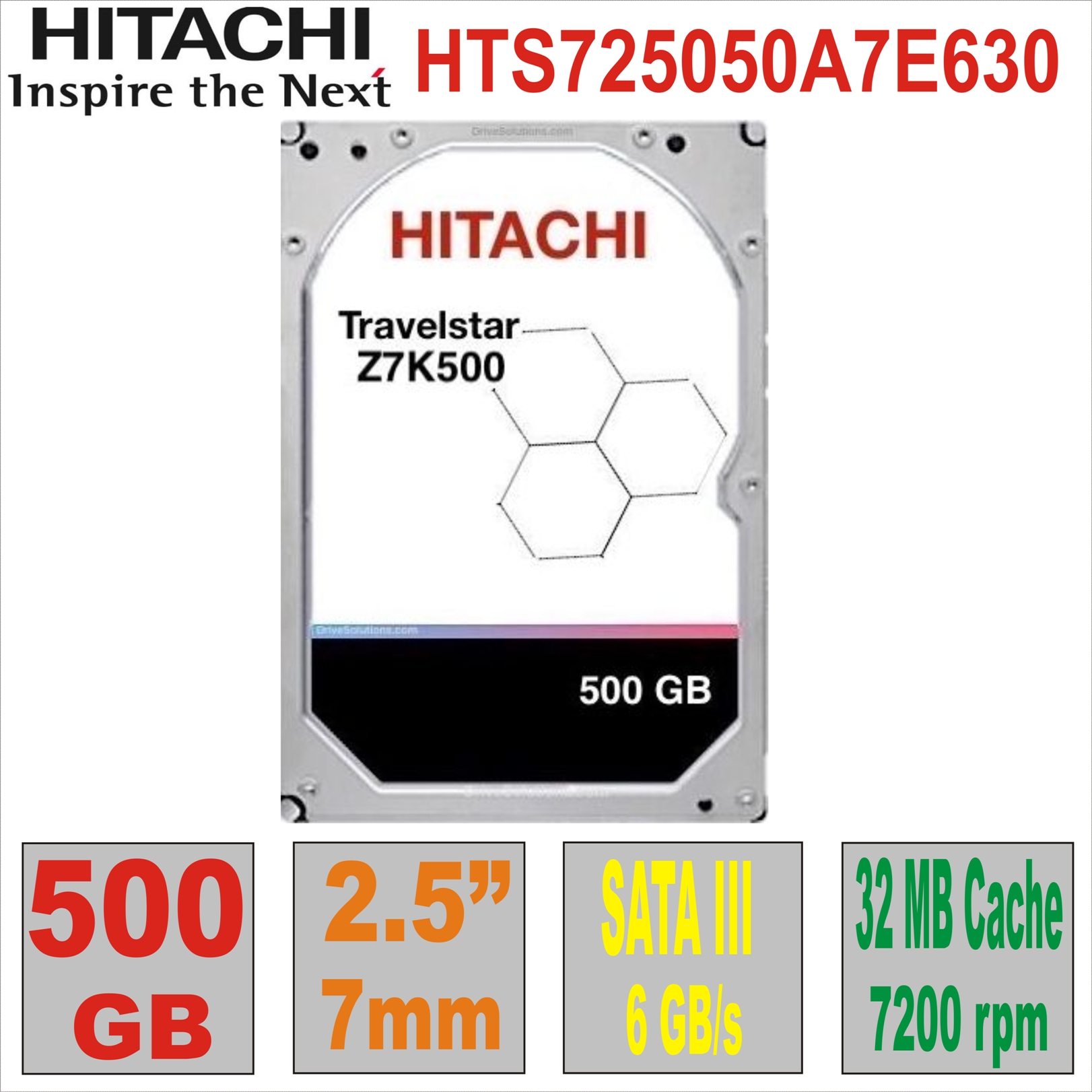 HDD 2.5`  500Gb HITACHI HTS725050A7E630