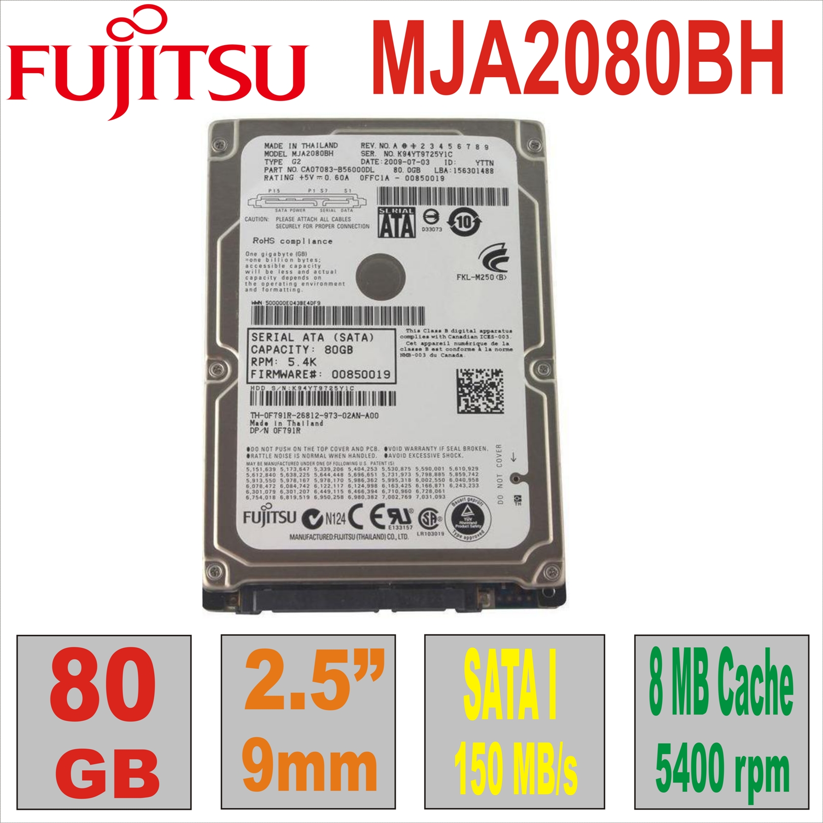 HDD 2.5`   80Gb Fujitsu MJA2080BH