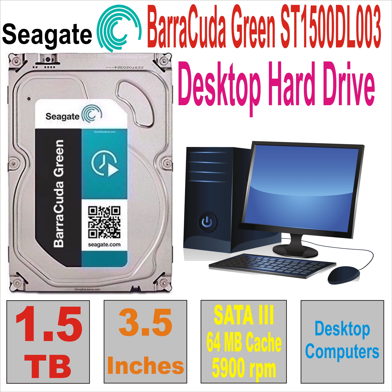 HDD 3.5` 1.5 TB SEAGATE BarraCuda ST1500DL003