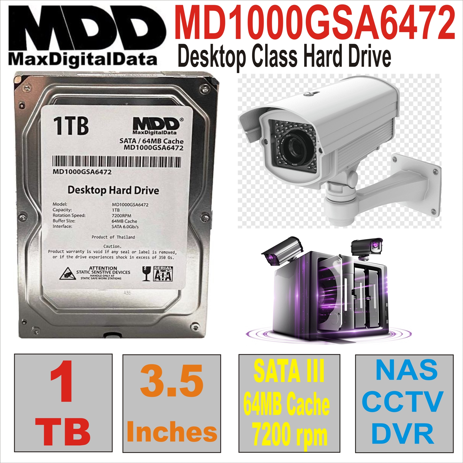 HDD 3.5` 1 TB MaxDigitalData MD1000GSA6472