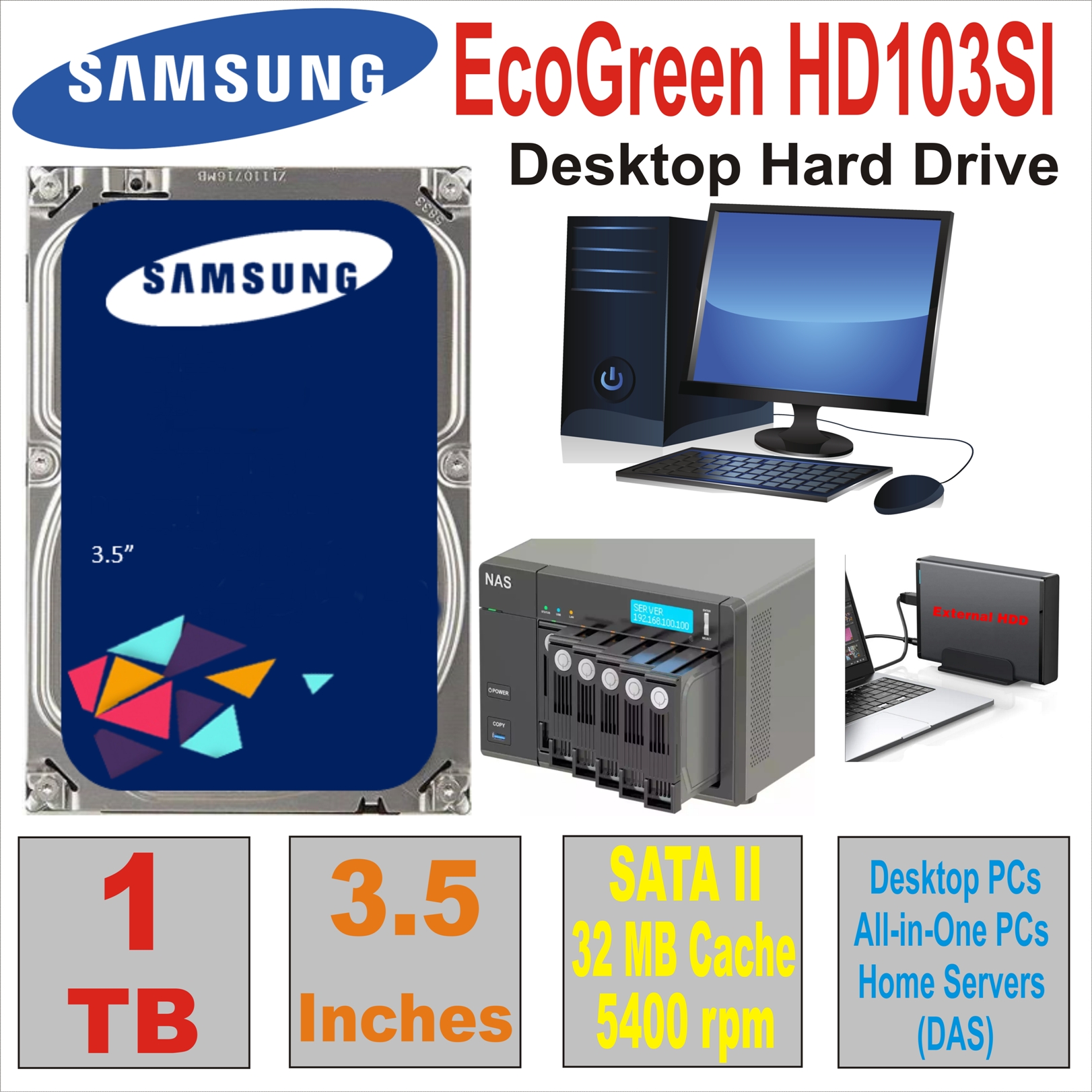 HDD 3.5` 1 TB SAMSUNG EcoGreen HD103SI