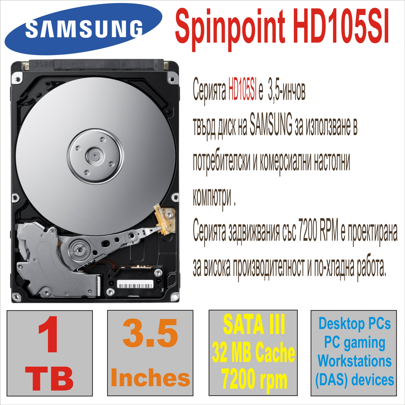 HDD 3.5` 1 TB SAMSUNG SpinPoint HD103SM