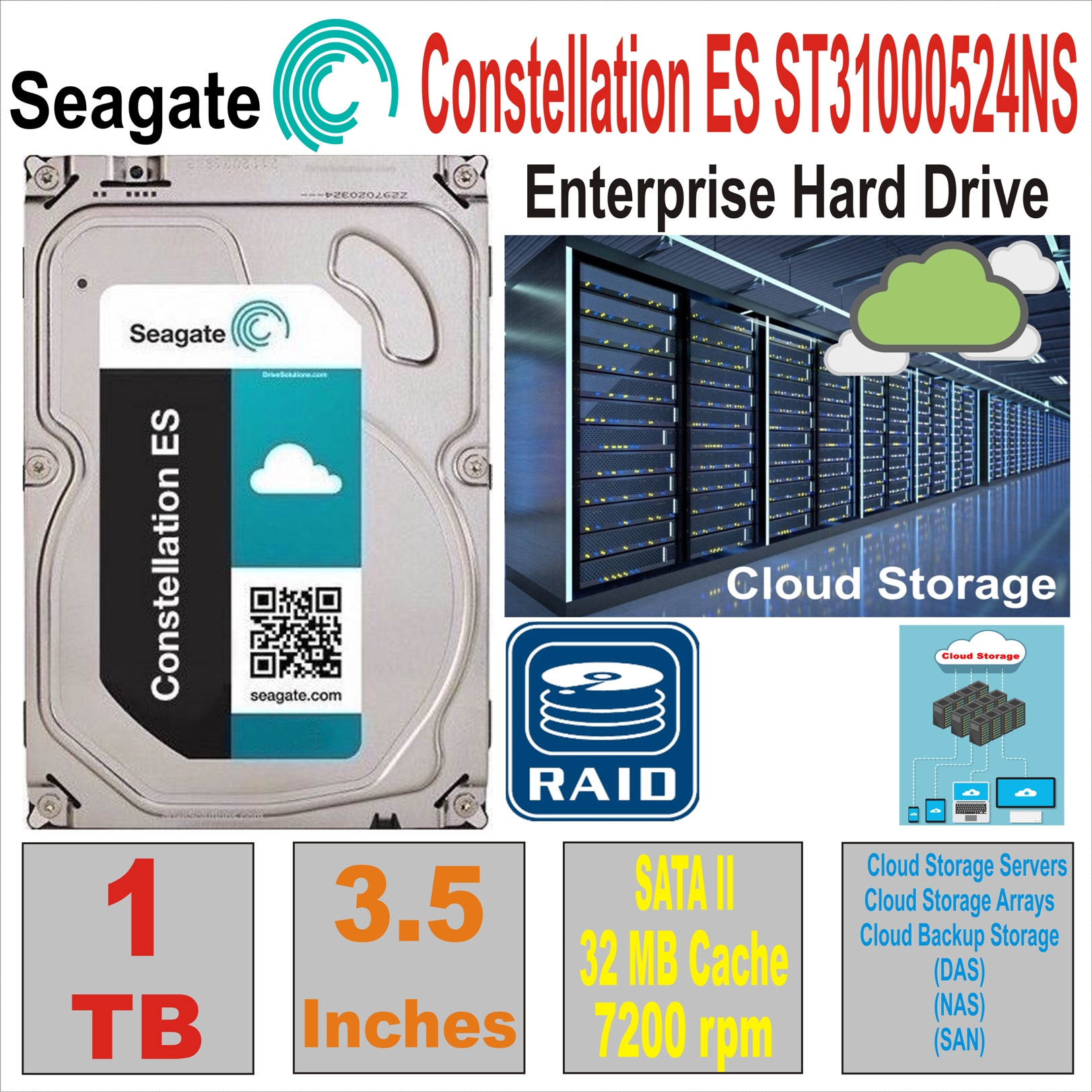HDD 3.5` 1 TB SEAGATE Constellation ST31000524NS