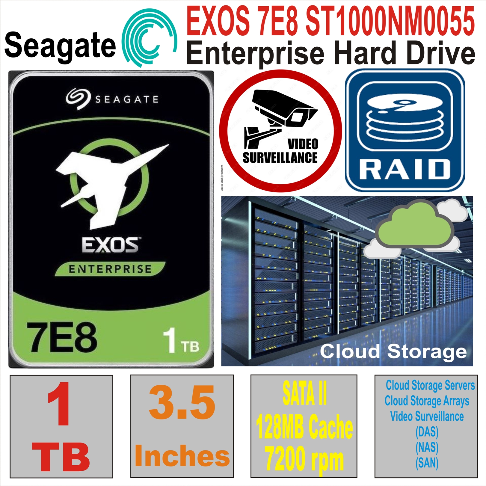 HDD 3.5` 1 TB SEAGATE EXOS 7E8 ST1000NM0055