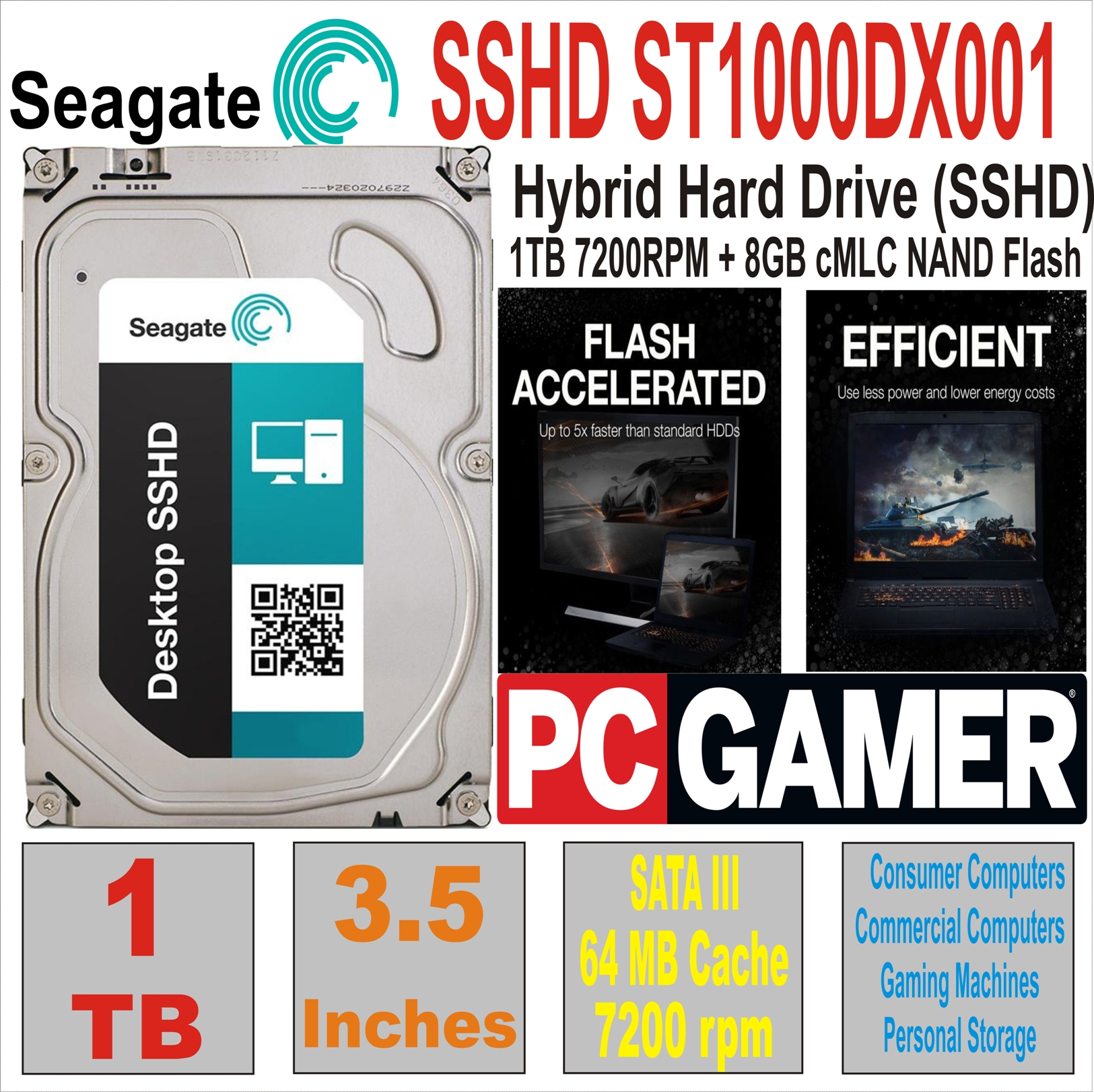 HDD 3.5` 1 TB SEAGATE SSHD ST1000DX001