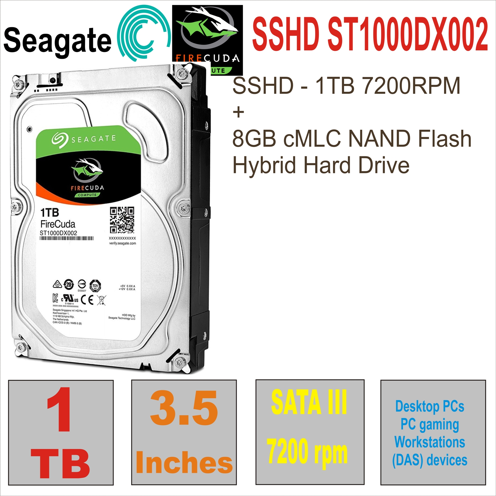 HDD 3.5` 1 TB SEAGATE SSHD ST1000DX002