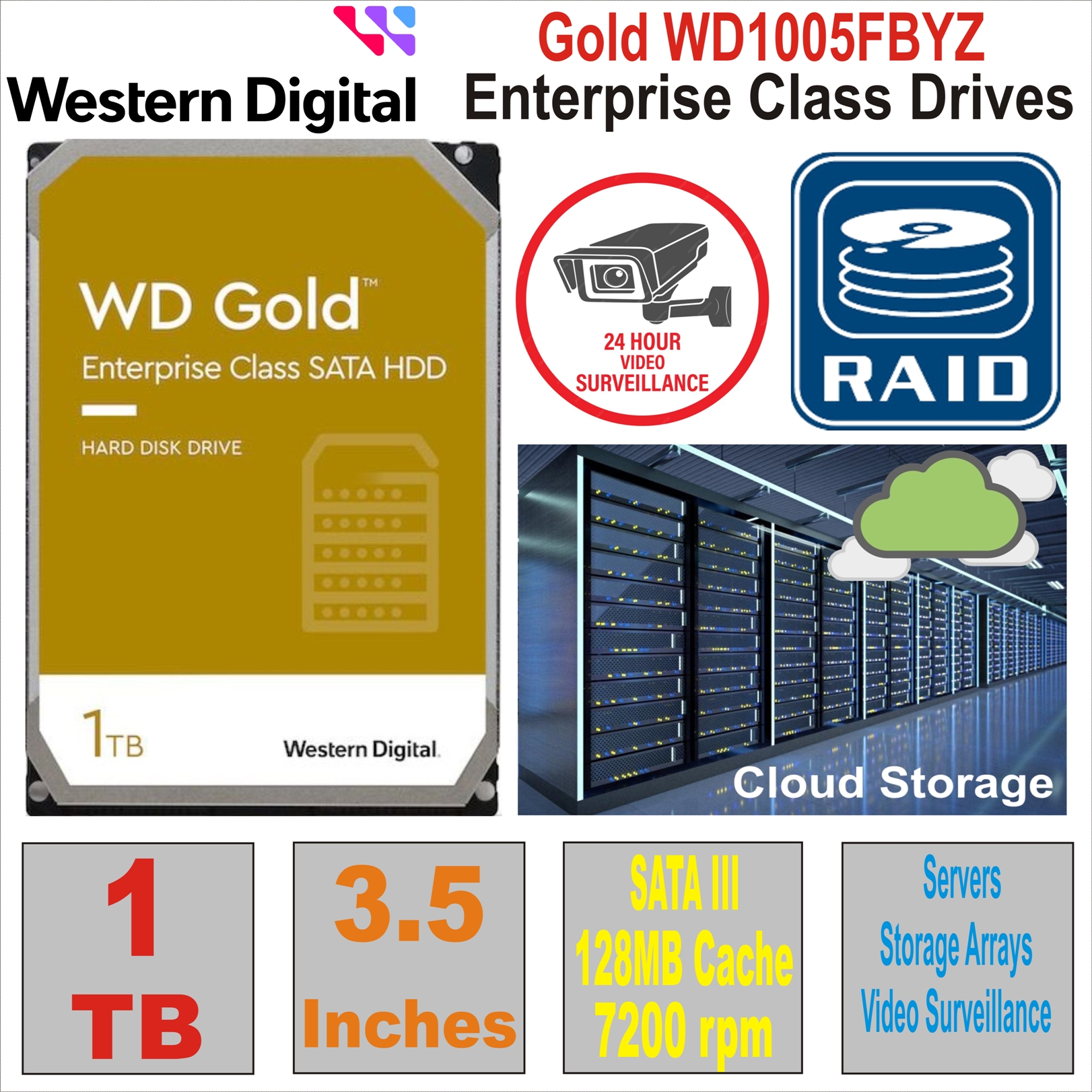 HDD 3.5` 1 TB WD Gold WD1005FBYZ