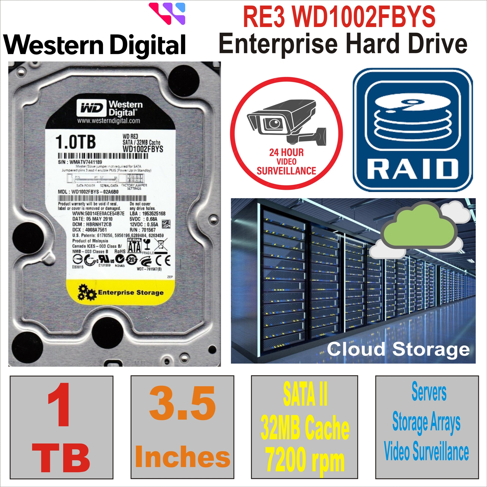 HDD 3.5` 1 TB WD RE3 WD1002FBYS