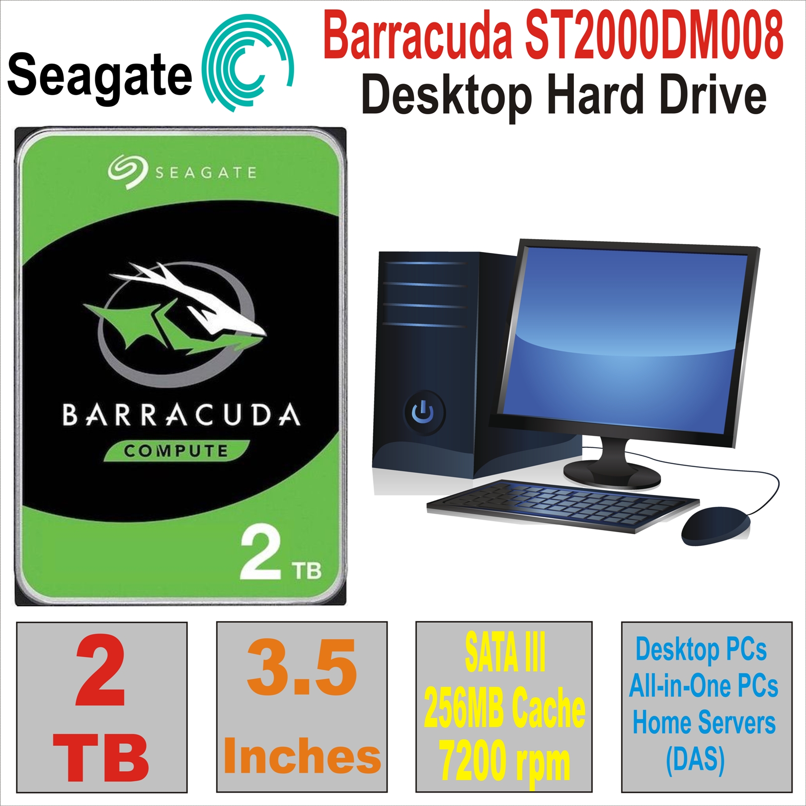 HDD 3.5` 2 TB SEAGATE Barracuda ST2000DM008