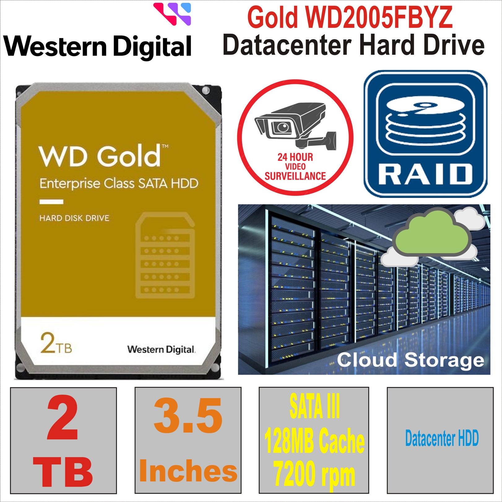 HDD 3.5` 2 TB WD Gold WD2005FBYZ