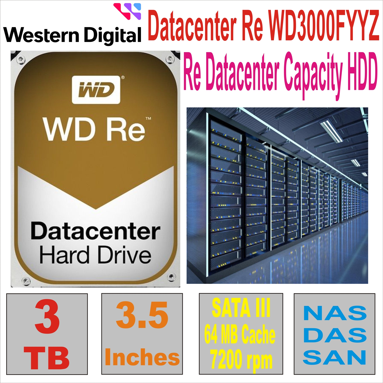 HDD 3.5` 3 TB WD Datacenter Re WD3000FYYZ