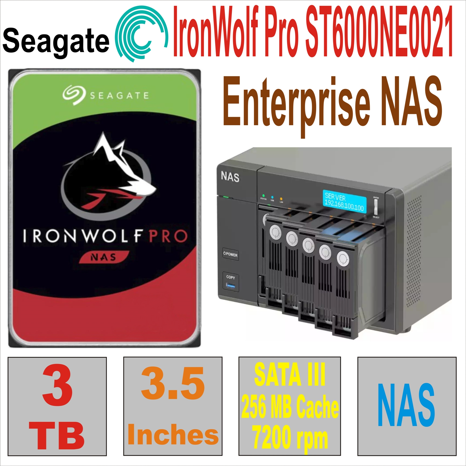 HDD 3.5` 6 TB SEAGATE IronWolf Pro ST6000NE0021