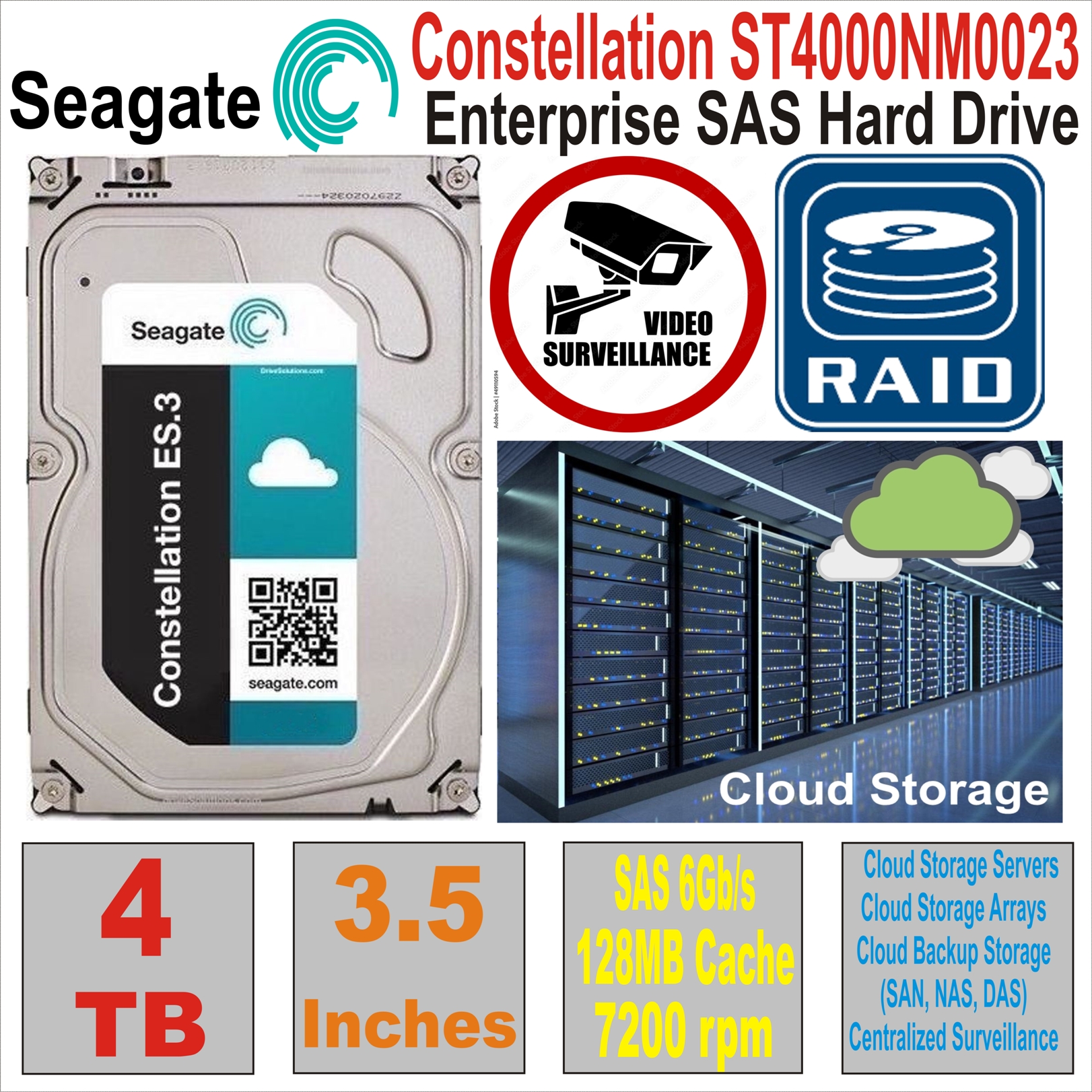 HDD3.5 SAS 4TB SEAGATE ConstellationST4000NM0023