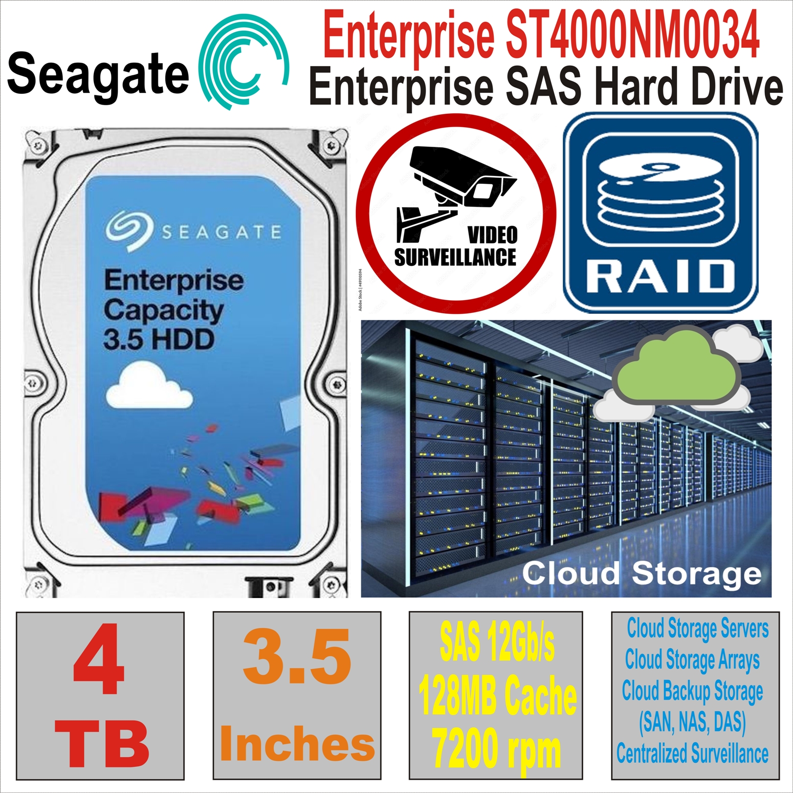 HDD3.5 SAS 4TB SEAGATE Enterprise ST4000NM0034