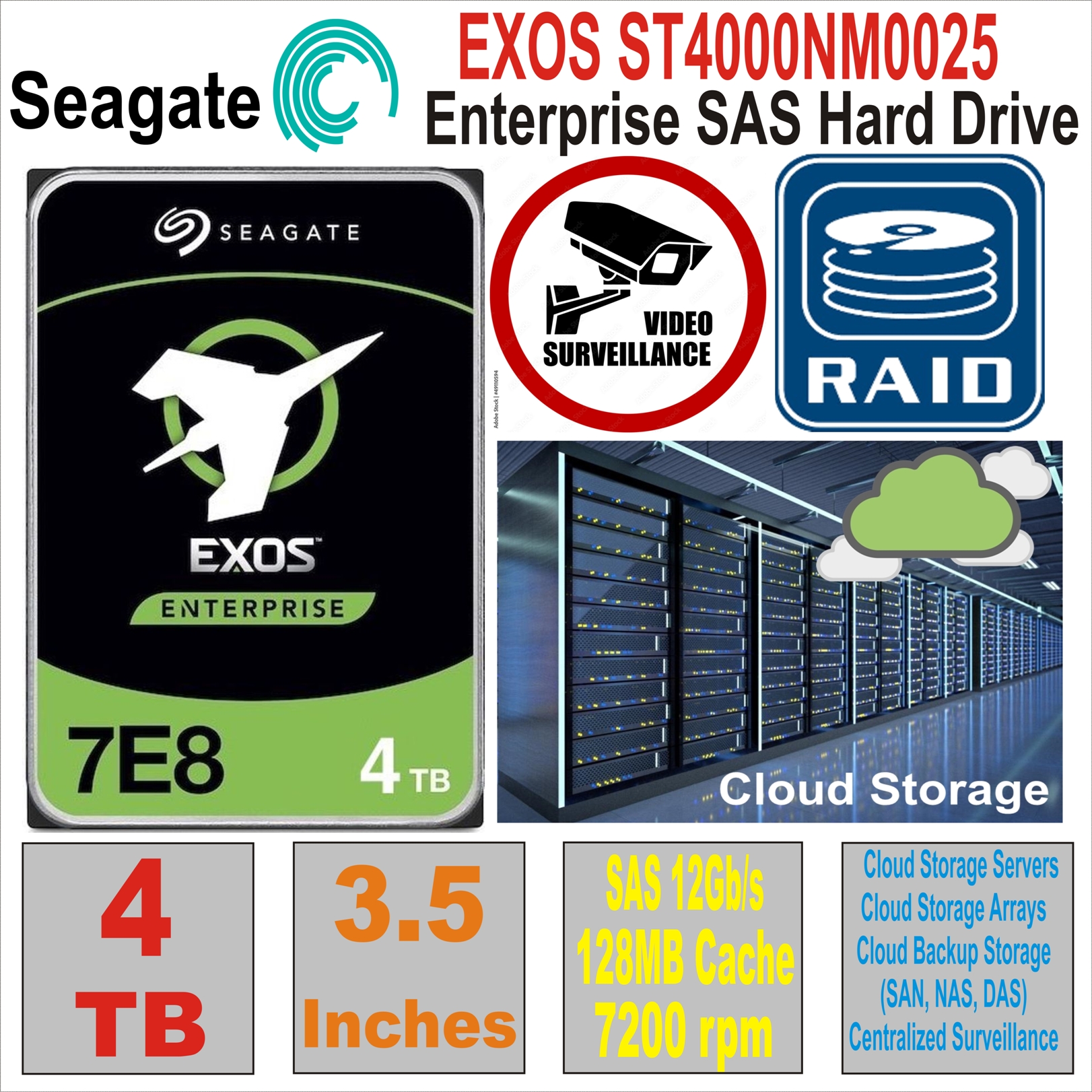 HDD3.5 SAS 4TB SEAGATE EXOS ST4000NM0025