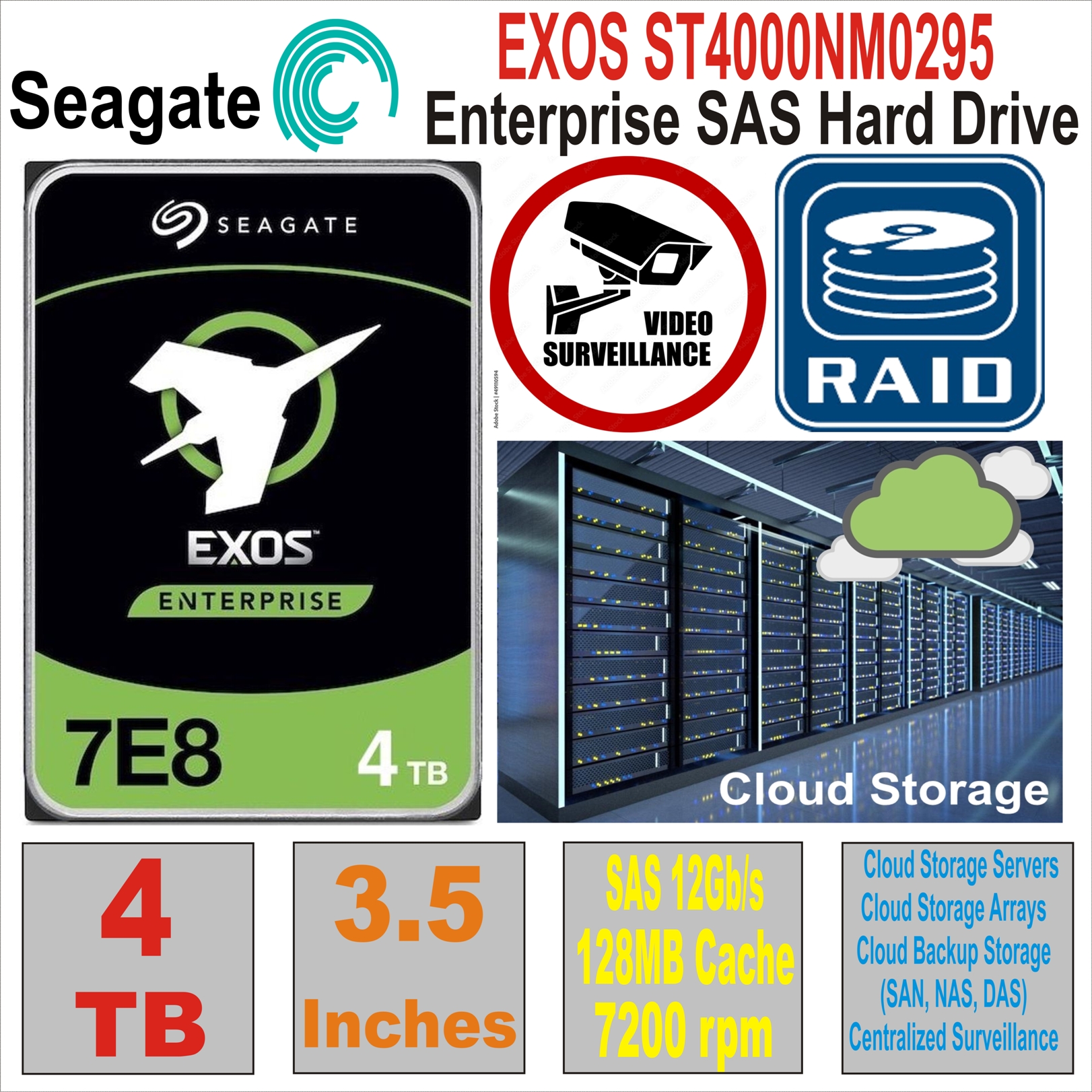 HDD3.5 SAS 4TB SEAGATE EXOS ST4000NM0295