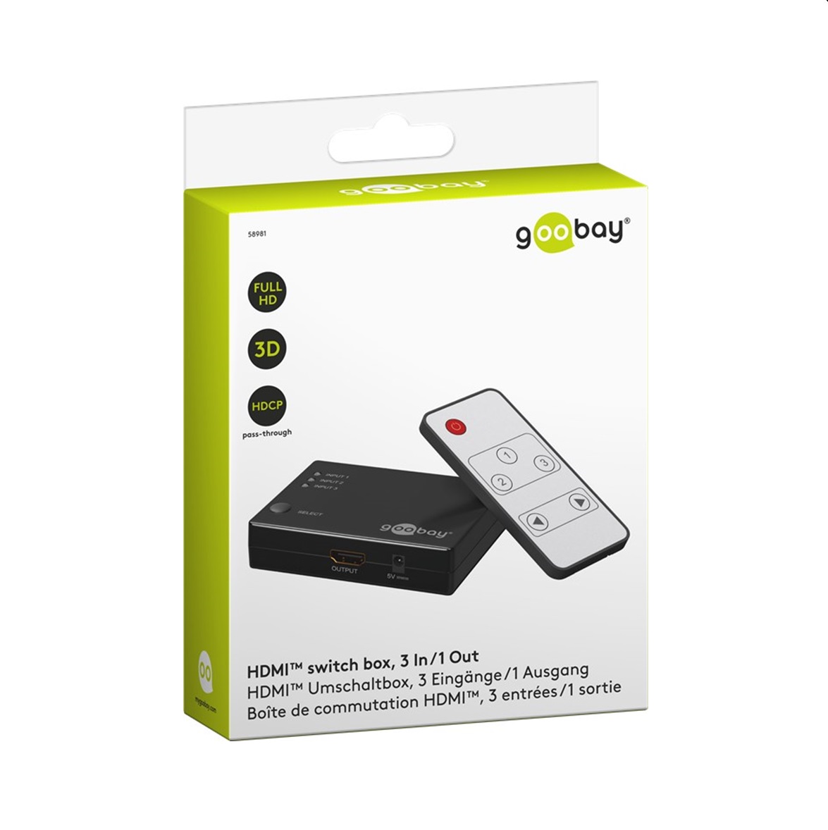 HDMI Switch 3 to 1  GOOBAY 58981