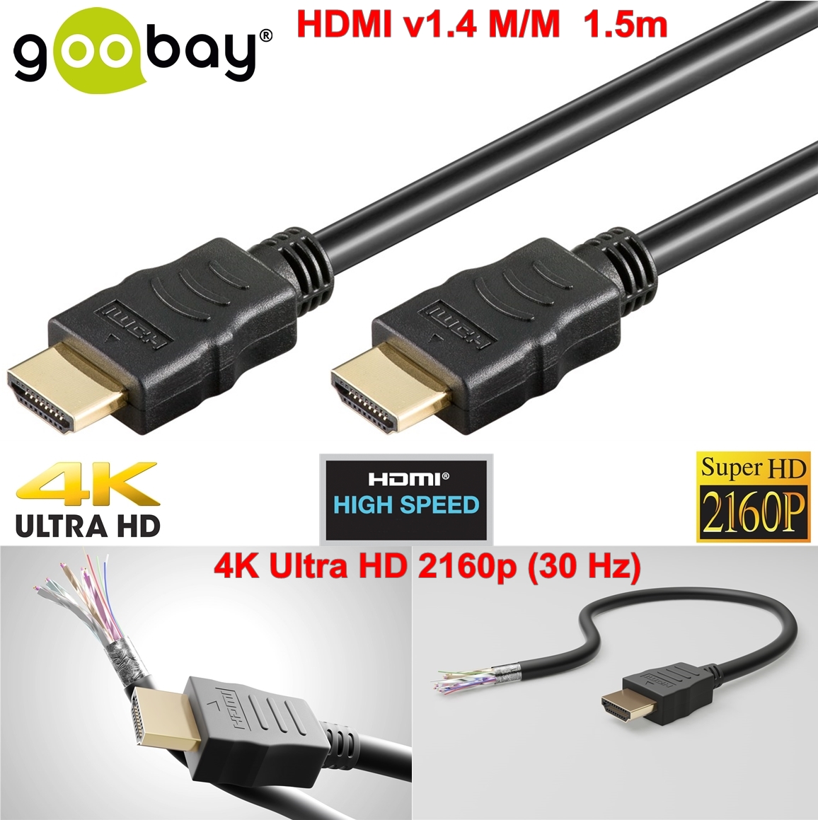 HDMI v1.4 M/M  1.5m (30 Hz/2160p) GOOBAY 60610