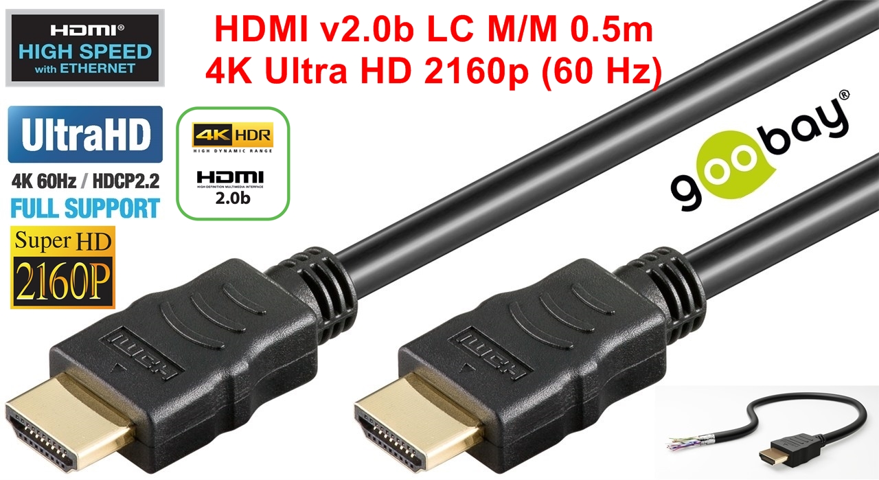 HDMI v2.0b LC M/M 0.5m до 4K(60 Hz/2160p) Goobay