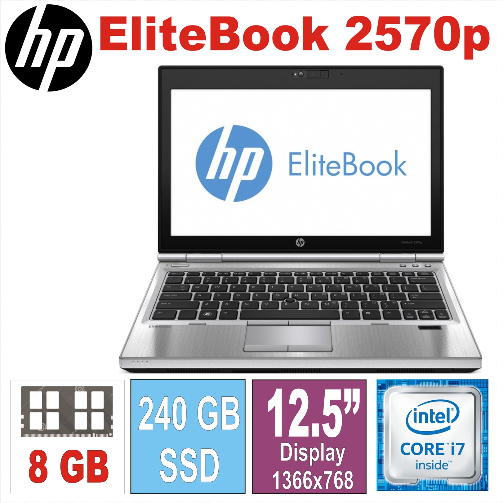HP EliteBook 2570p i7-3520M/8GB/240SSD/12.5“