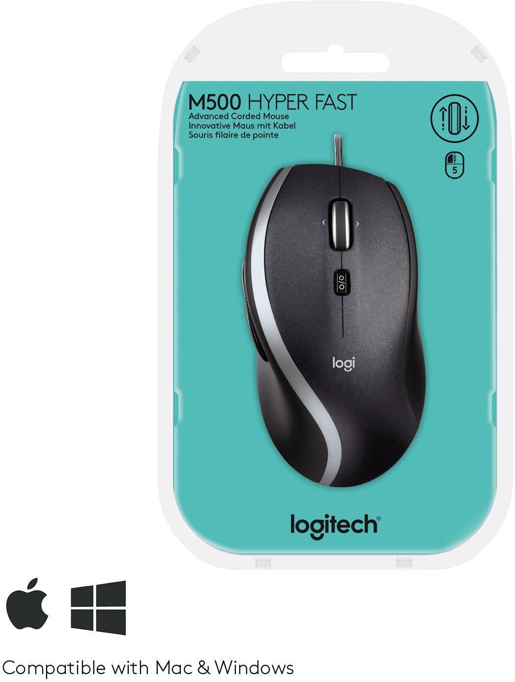 Лазерна мишка Logitech M500,USB,черна