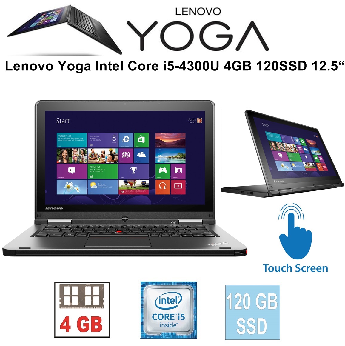 Lenovo Yoga Intel Core i5-4300U/4GB/120SSD/12.5“
