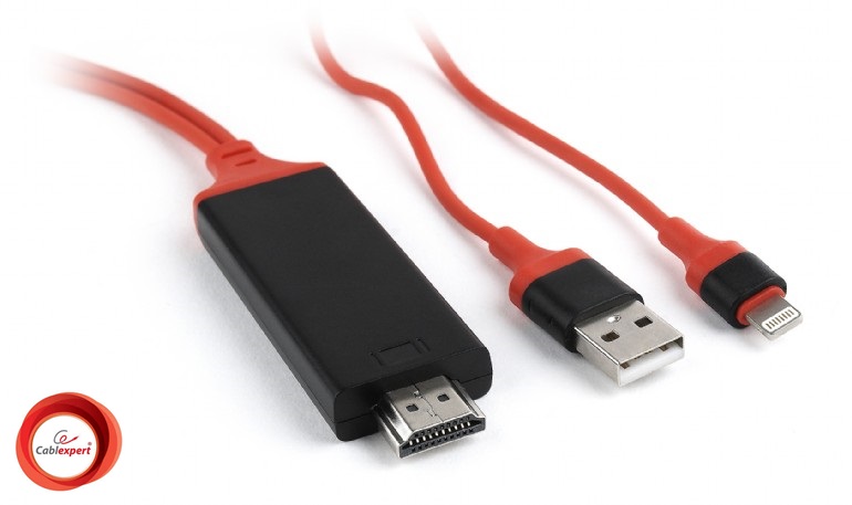 MHL HDMI кабел за  Apple, 1,8 m Cablexpert,Red
