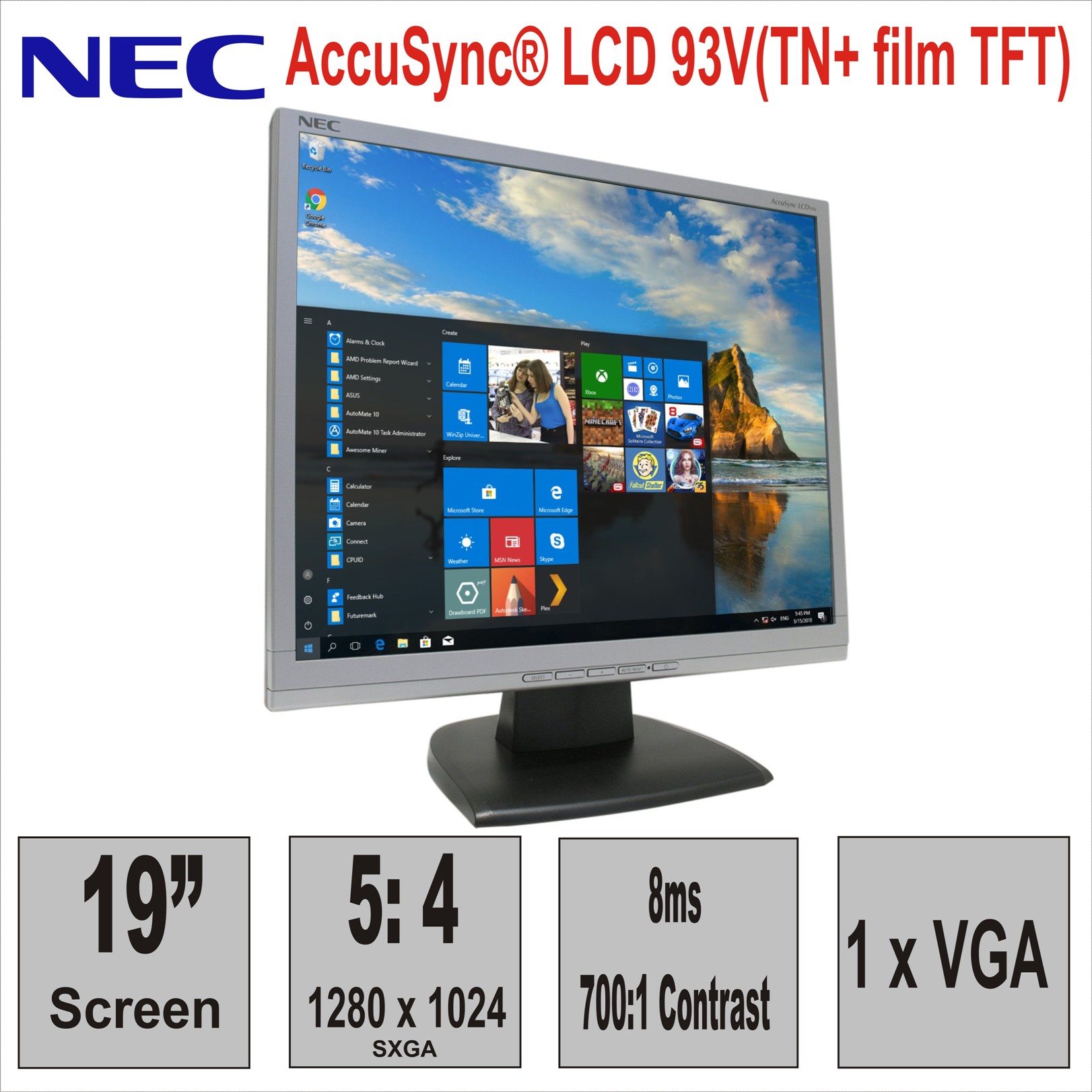 Монитор 19“ NEC AccuSync® LCD 93V(TN+ film TFT)