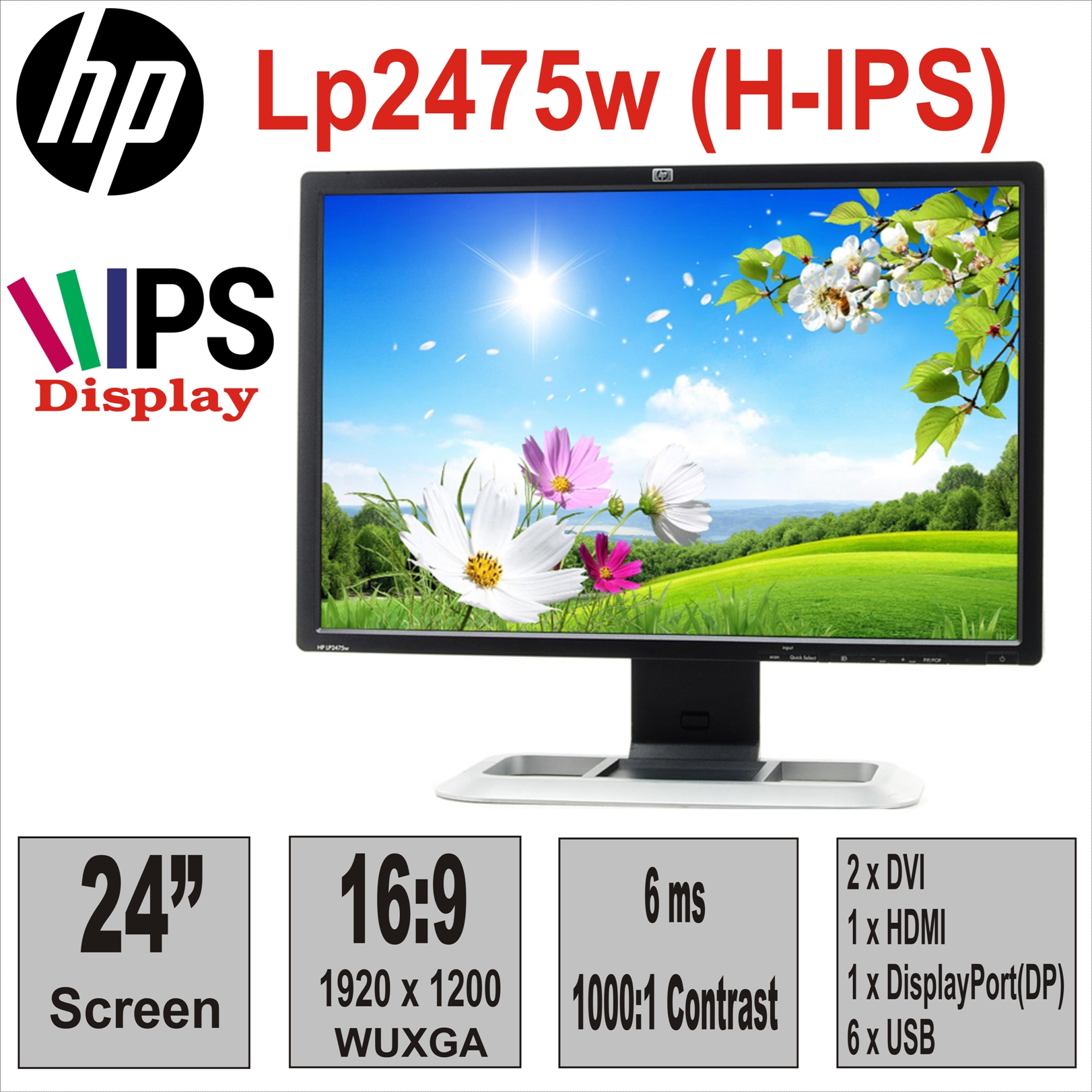 Монитор 24“ HP LP2475w (H-IPS)
