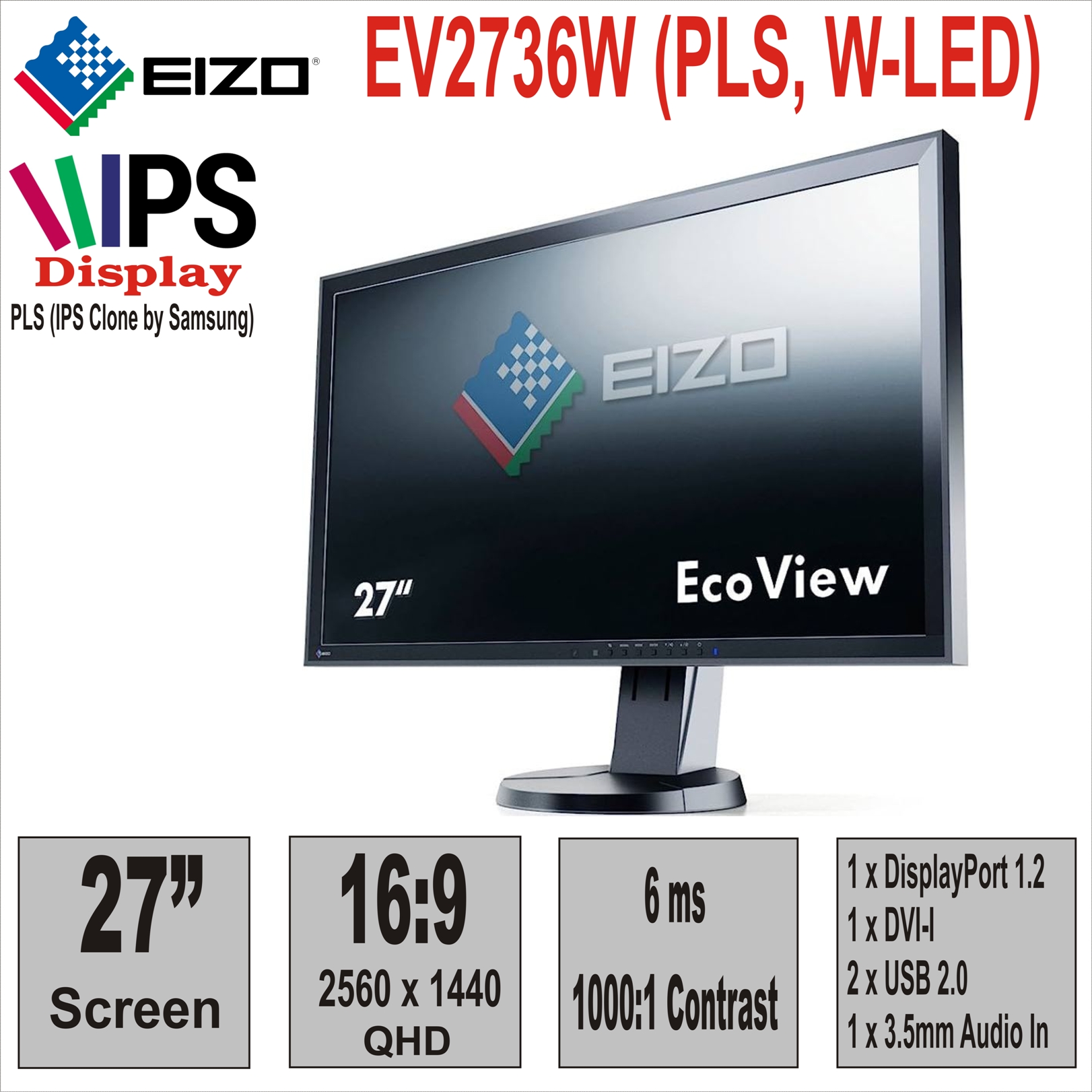 Монитор 27“ EIZO EV2736W (PLS, W-LED)