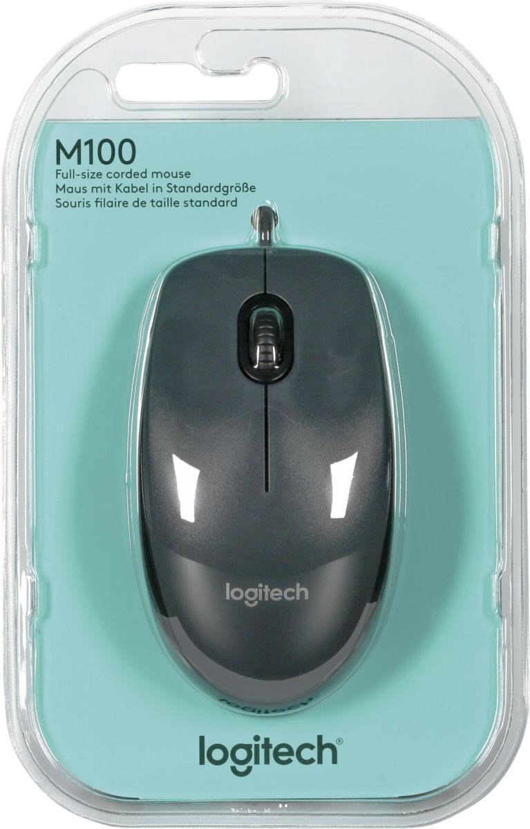Оптична мишка Logitech M100,USB,черно/сива