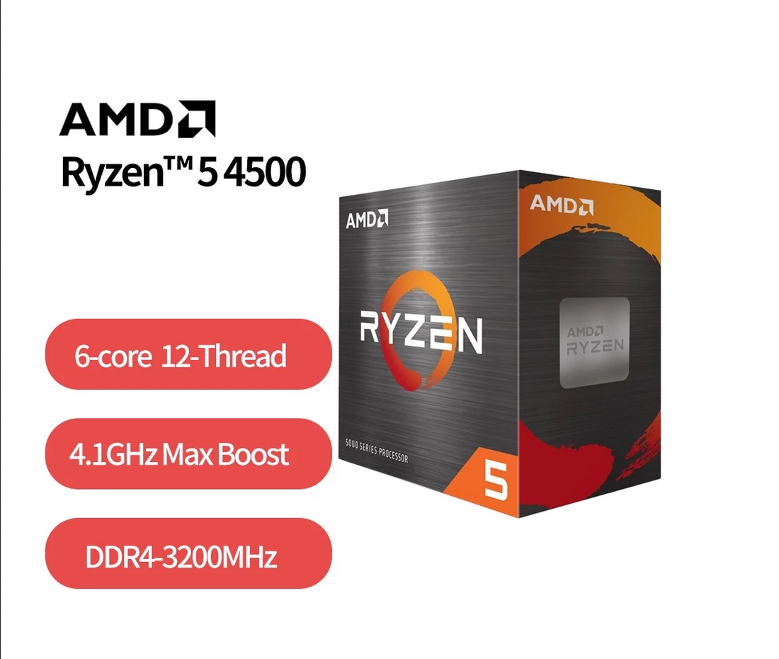 Процесор AM4 AMD Ryzen 5 4500, 6 Cores, 3.6GHz