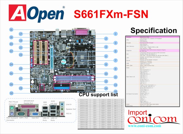 Socket 479M AOpen s661FXm-FSN + Celeron® M 380