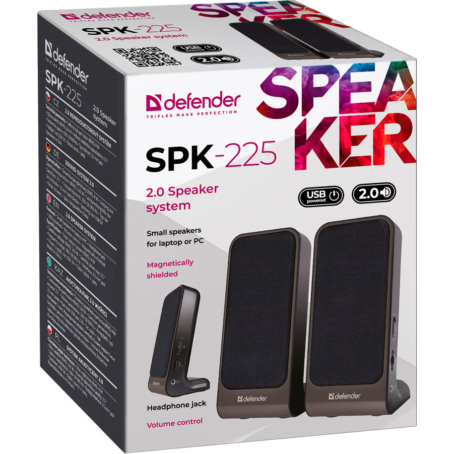 Тонколони Defender SPK-225, 2x2W, USB, 2.0,Черен