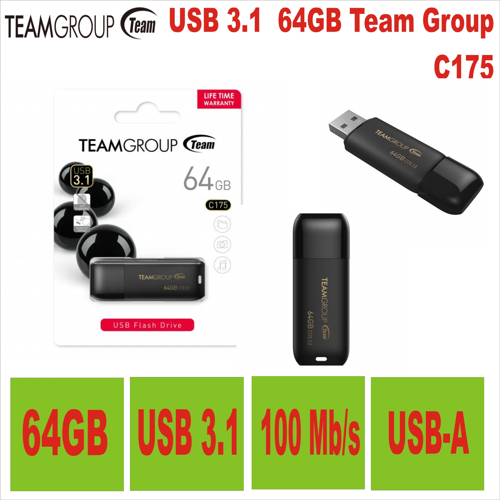 USB 3.2  64GB Team Group C175