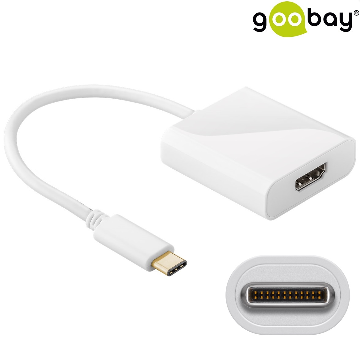 USB-C to HDMI Adapter Goobay 0.2 m бял