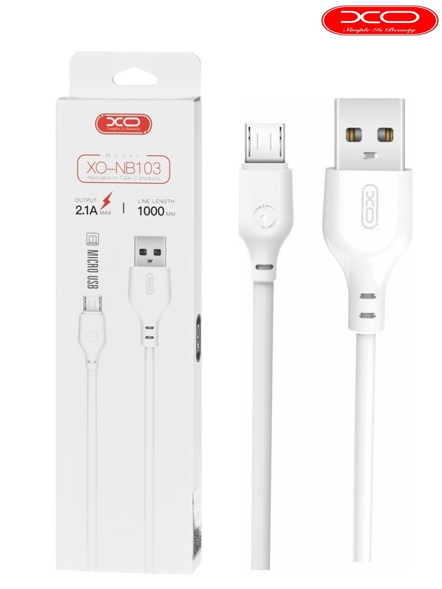 USB to microUSB (2.0m)2.1А XO NB103 White