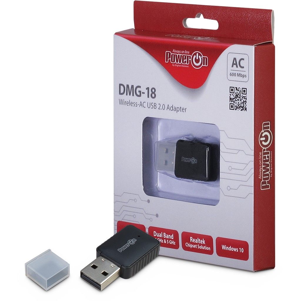 Wireless USB 2.4Ghz+5Ghz Adapter PowerON DMG-18
