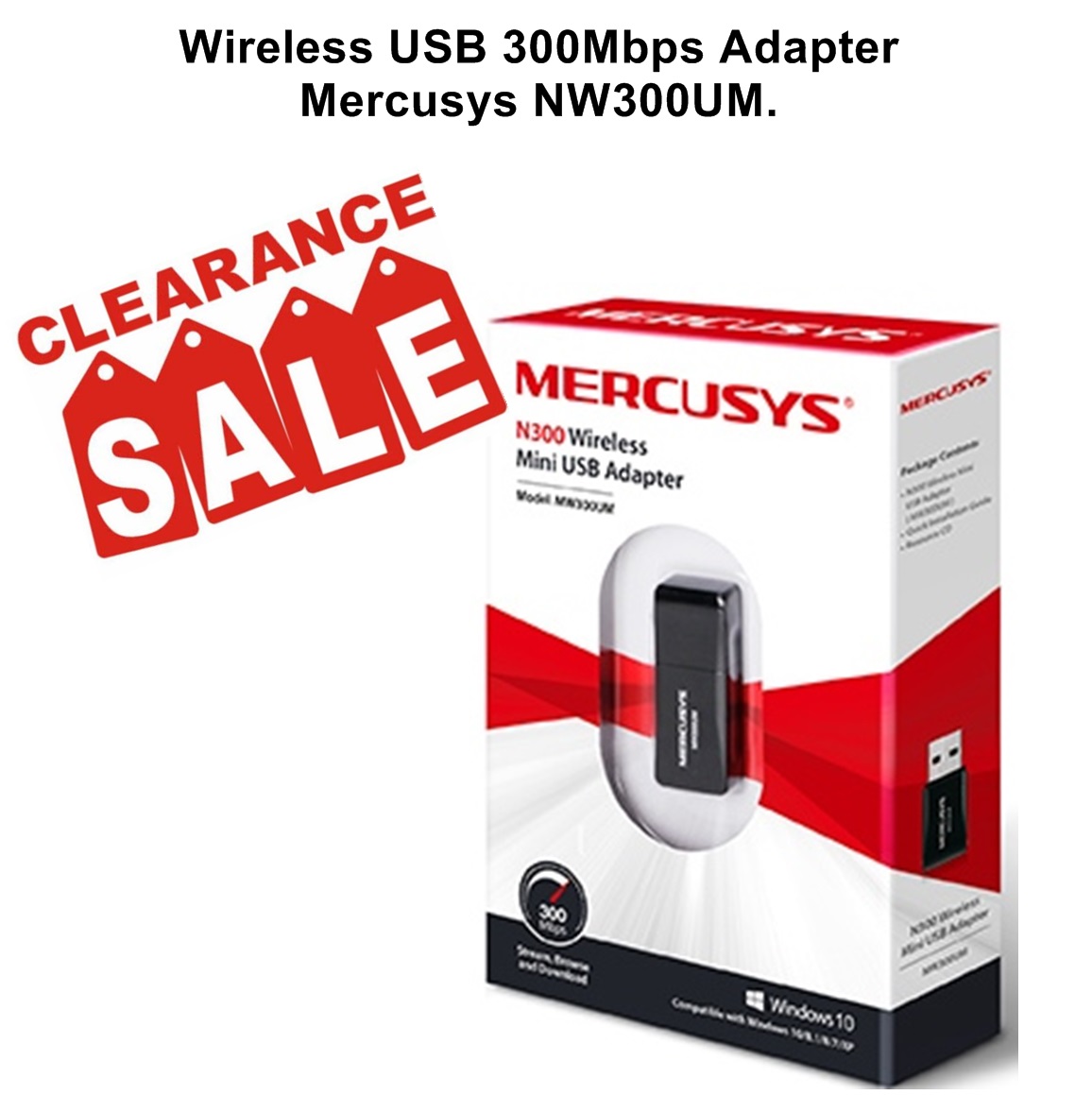 Wireless USB 300Mbps Adapter Mercusys NW300UM.