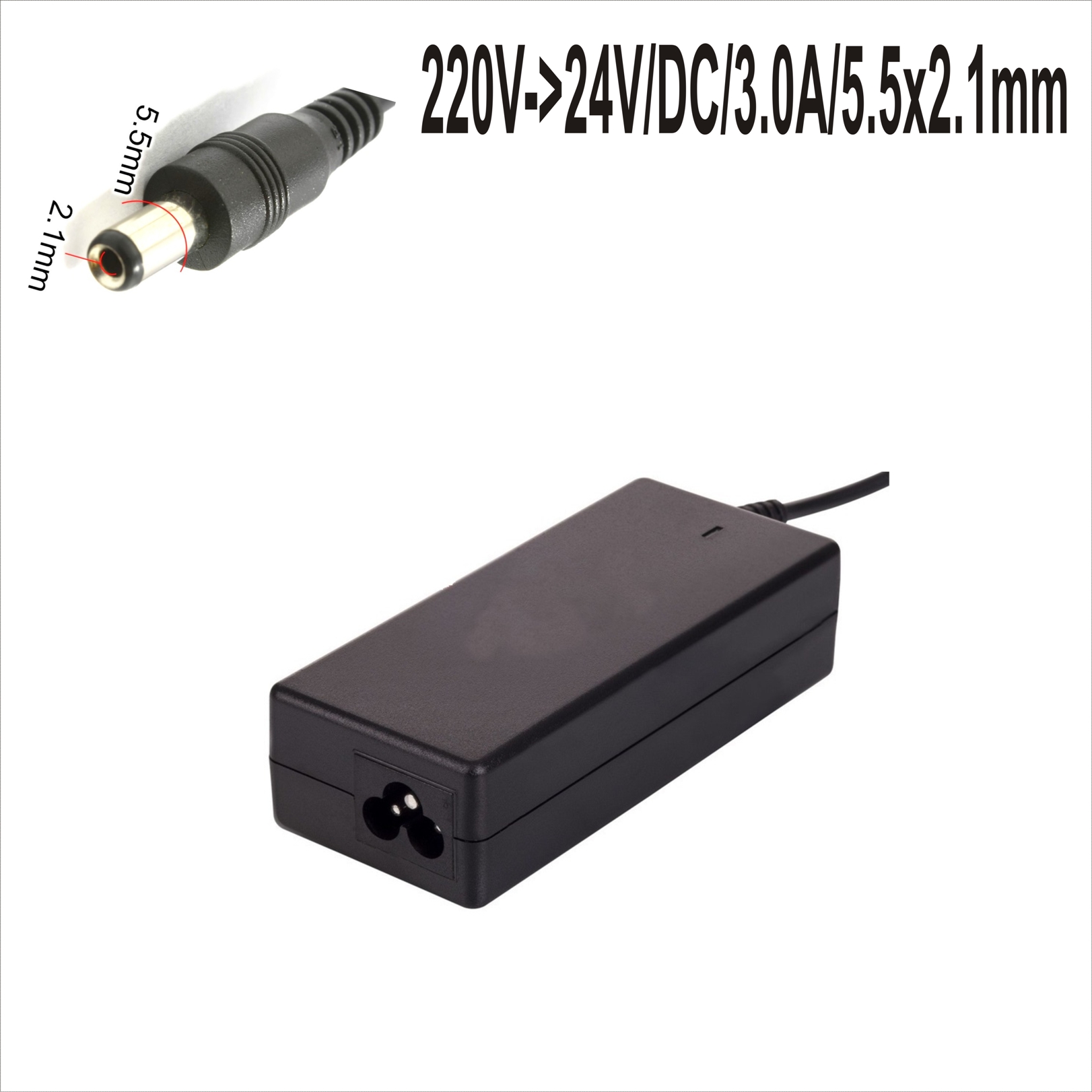 Захранващ адаптер 220V->24V/DC/3.0A/5.5x2.1mm